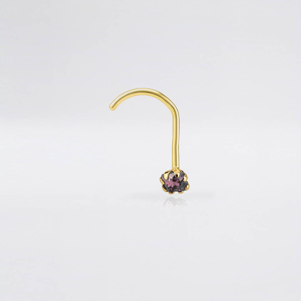 19MA2PIR13 Oro Amarillo 18K Nariz circonita color Amatista